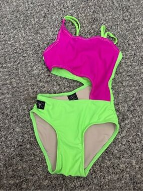 Neon Pink & Lime Green Kandi Kouture leotard